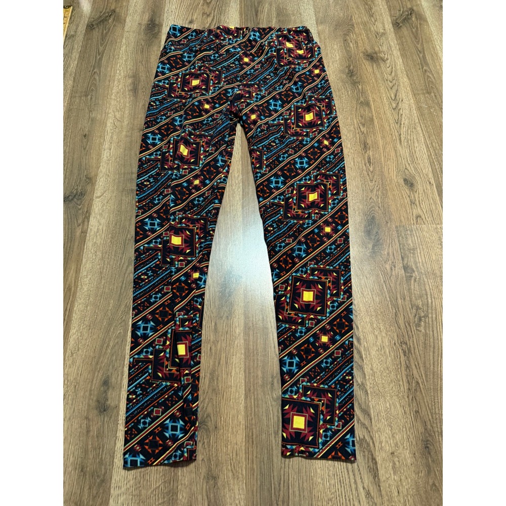 LuLaRoe Leggings Womens Size Tall & Curvy Black Geometric Aztec Print Leggings
